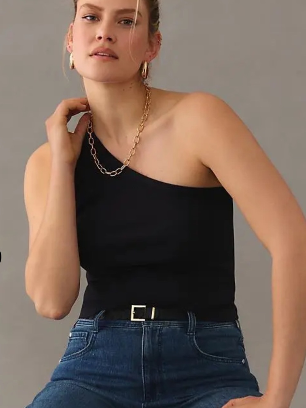 Anthropologie Zeda Ribbed One-Shoulder Top by Pilcro Bundle